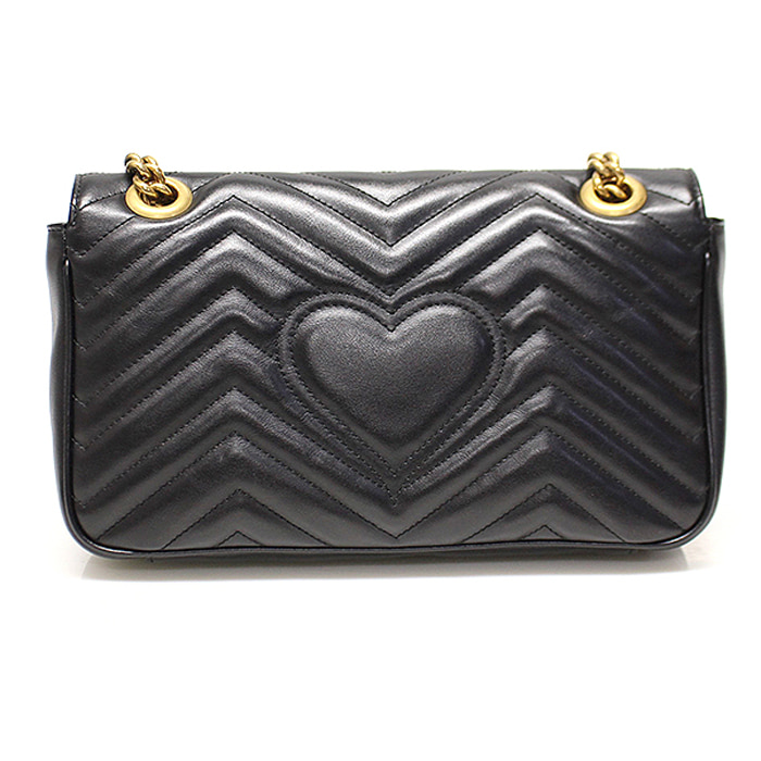 Gucci(구찌) 443497 블랙 마틀라세 쉐브론 금장 체인 GG 마몽 스몰 숄더백