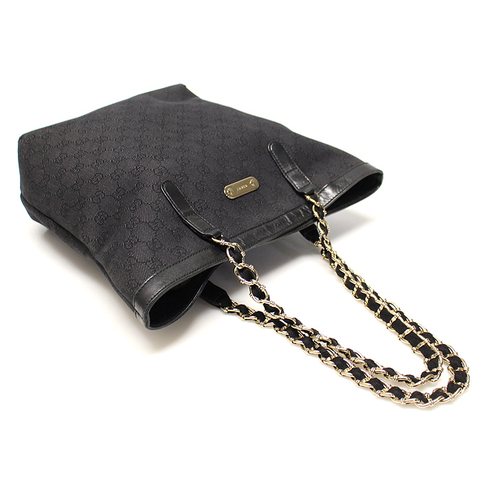 Gucci(구찌) 196750 블랙 GG로고 자가드 금장 체인 카프리 라지 숄더백
