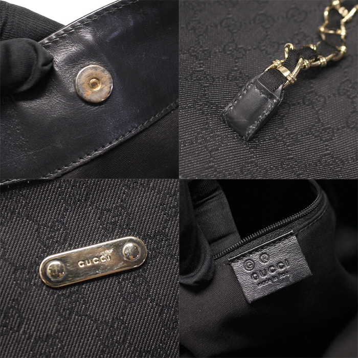 Gucci(구찌) 196750 블랙 GG로고 자가드 금장 체인 카프리 라지 숄더백