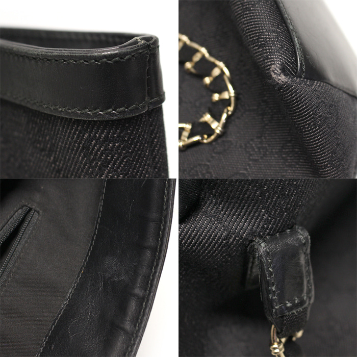 Gucci(구찌) 196750 블랙 GG로고 자가드 금장 체인 카프리 라지 숄더백