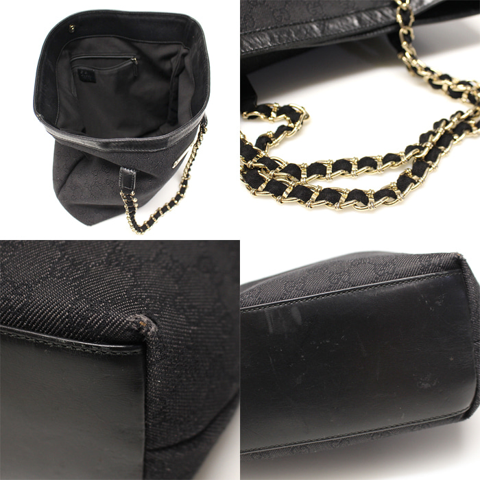 Gucci(구찌) 196750 블랙 GG로고 자가드 금장 체인 카프리 라지 숄더백