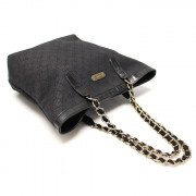 Gucci(구찌) 196750 블랙 GG로고 자가드 금장 체인 카프리 라지 숄더백