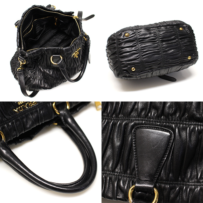 Prada(프라다) BN1336 블랙 램스킨 나파 고프레 금장 2WAY