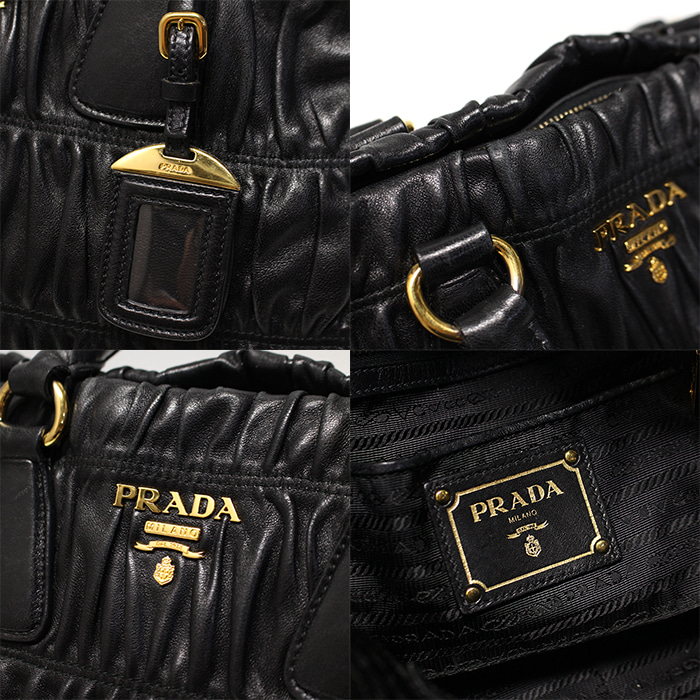 Prada(프라다) BN1336 블랙 램스킨 나파 고프레 금장 2WAY