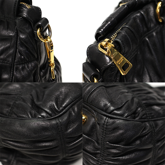 Prada(프라다) BN1336 블랙 램스킨 나파 고프레 금장 2WAY