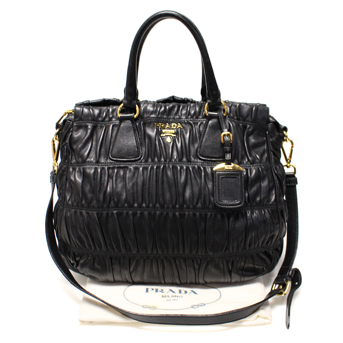 Prada(프라다) BN1336 블랙 램스킨 나파 고프레 금장 2WAY